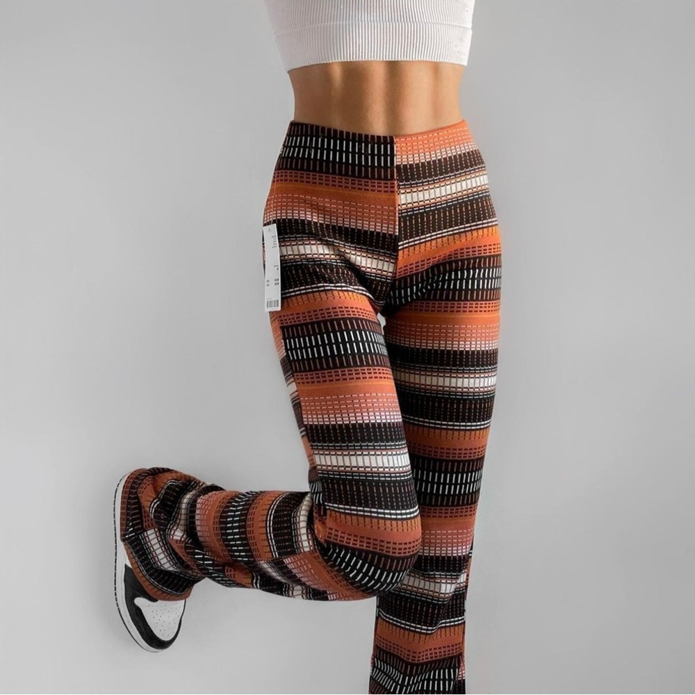 Striped Orange and Black Urban Outfitters Flare Pants